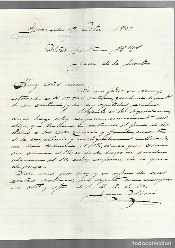 Cartas comerciais: CARTA COMERCIAL. MANUSCRITA. JUAN SIMO. 1909. GRANADA
