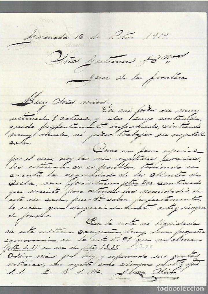 Cartas comerciais: CARTA COMERCIAL. MANUSCRITA. JUAN SIMO. 1909. GRANADA