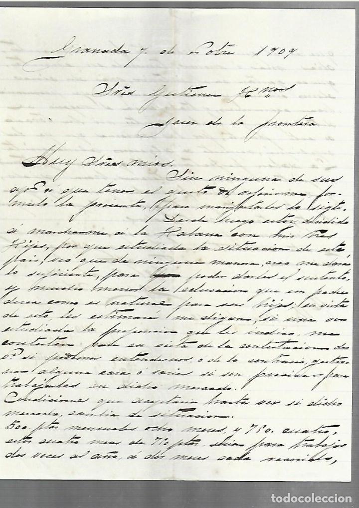 Cartas comerciais: CARTA COMERCIAL. MANUSCRITA. JUAN SIMO. 1909. GRANADA