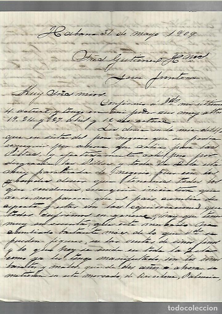Cartas comerciais: CARTA COMERCIAL. MANUSCRITA. JUAN SIMO. 1909. HABANA
