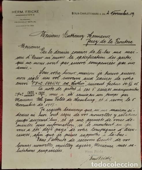 Cartas comerciais: Carta comercial. Herm. Fricke. Charlottenburg. Berlin 1909
