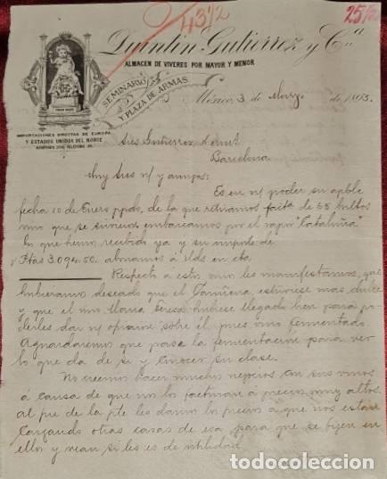 Cartas comerciais: Carta comercial. Quintin Guti&eacute;rrez y C&ordf;. Almac&eacute;n de v&iacute;veres por mayor y menor. M&eacute;xico 1893