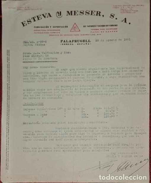 Cartas comerciais: Carta comercial. Esteva y Messer, S.A. Gerona. Espa&ntilde;a 1951