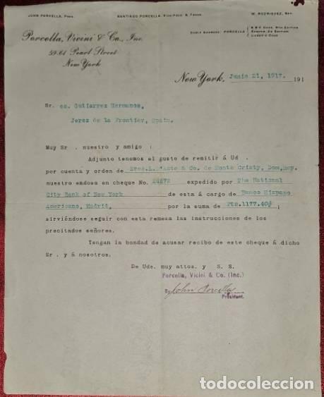 Cartas comerciais: Carta comercial. Porcella, Vicini y C&ordm; Inc. New York 1917