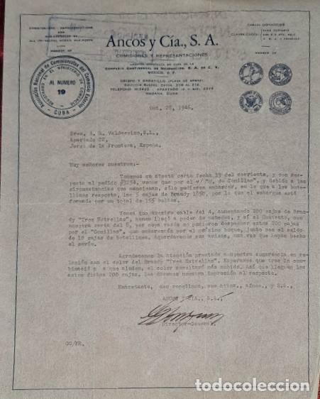 Cartas comerciais: Carta comercial. Ancos y C&iacute;a S.A. Comisiones y Representaciones. Habana. Cuba 1946