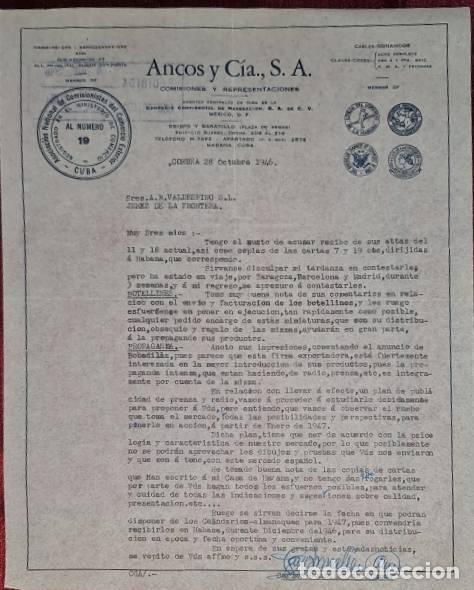 Cartas comerciais: Carta comercial. Ancos y C&iacute;a S.A. Comisiones y Representaciones. Habana. Cuba 1946