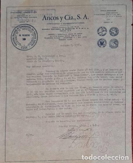 Commercial Letters: Carta comercial. Ancos y C&iacute;a S.A. Comisiones y Representaciones. Habana. Cuba 1946