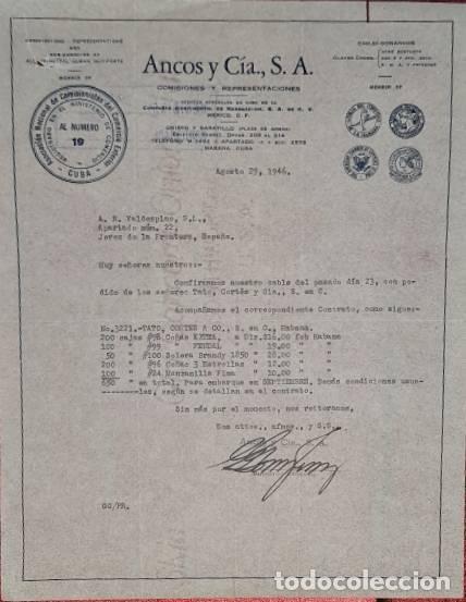 Commercial Letters: Carta comercial. Ancos y C&iacute;a S.A. Comisiones y Representaciones. Habana. Cuba 1946