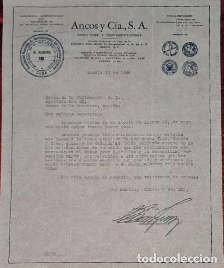 Commercial Letters: Carta comercial. Ancos y C&iacute;a S.A. Comisiones y Representaciones. Habana. Cuba 1946