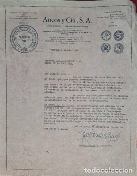 Commercial Letters: Carta comercial. Ancos y C&iacute;a S.A. Comisiones y Representaciones. Habana. Cuba 1946