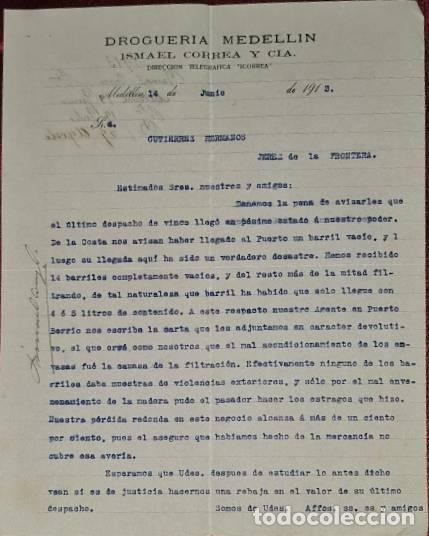 Commercial Letters: Carta comercial. Ismael Correa y C&iacute;a. Droguer&iacute;a Medell&iacute;n. Medell&iacute;n. Colombia 1913
