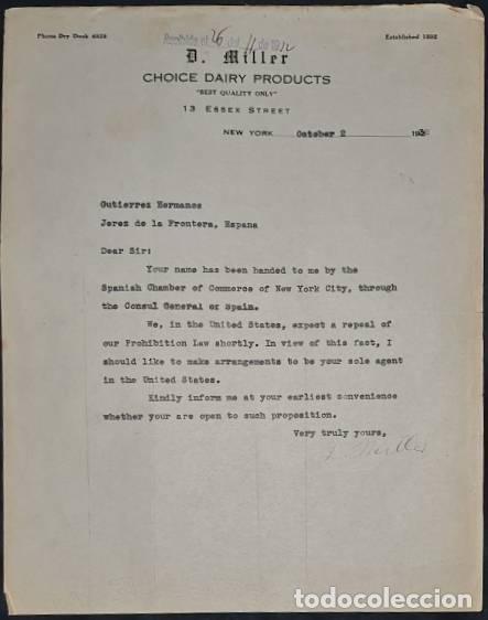 Lettres commerciales: Carta comercial. D. Miller. Choice Dairy Products. New York 1932