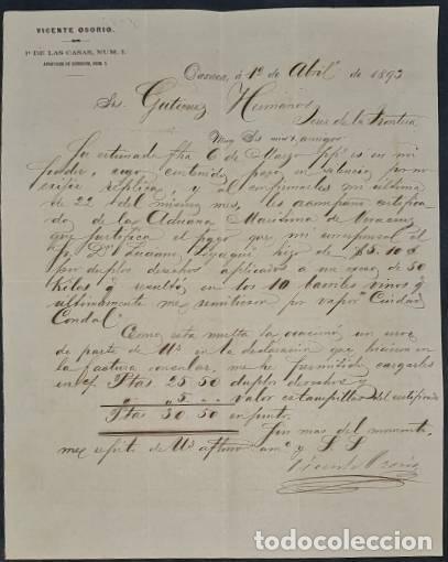 Lettres commerciales: Carta comercial. Vicente Osorio. Oaxaca. M&eacute;xico 1893