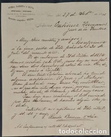 Lettres commerciales: Carta comercial. Rueda, Barrera & Silva. Importadores y Exportadores. San Gil. Colombia 1895