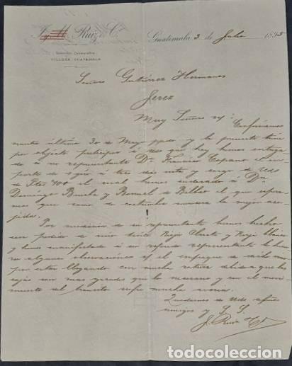 Lettres commerciales: Carta comercial. Ruiz & C&ordm;. Guatemala 1895