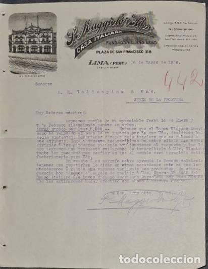 Lettres commerciales: Carta comercial. J. Maggiolo & Hijos. Casa Italiana. Lima. Per&uacute; 1920