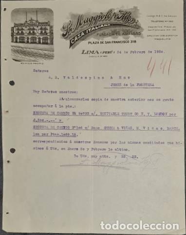 Lettres commerciales: Carta comercial. J. Maggiolo & Hijos. Casa Italiana. Lima. Per&uacute; 1920