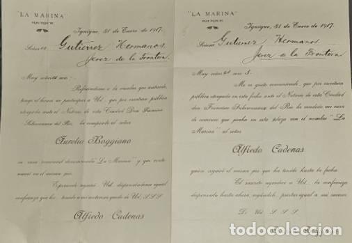 Lettres commerciales: Carta comercial. La Marina. Iquique. Chile 1917