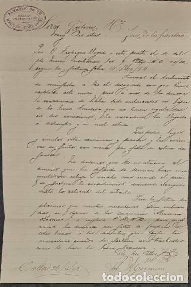 Lettres commerciales: Carta comercial. Hector Corrarini. Almac&eacute;n de t&eacute;. Callao. Per&uacute; 1895