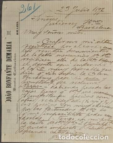 Lettres commerciales: Carta comercial. Joao Bonfante Demar&iacute;a. Santa Catharina. Brasil 1897