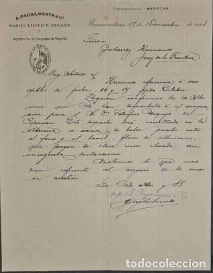 Cartas comerciales: Carta comercial. A. Pagnamenta & C&ordf;. Agentes de la Compa&ntilde;&iacute;a de Vapores. Buenaventura. Panam&aacute; 1913