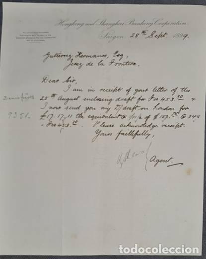 Cartas comerciais: Carta comercial. Hongkong and Shanghai BAnking Corporation. Batavia. Indonesia 1899