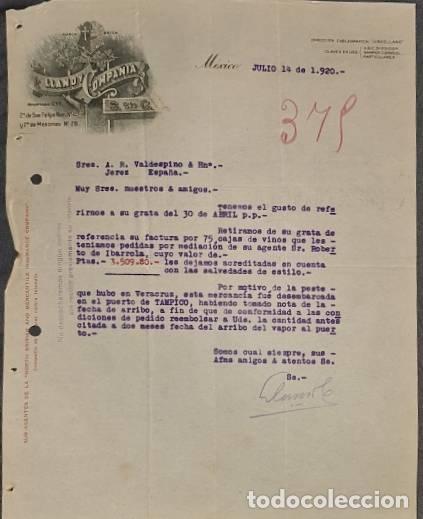 Cartas comerciais: Carta comercial. Llano y Compa&ntilde;&iacute;a S. en C. M&eacute;xico 1920