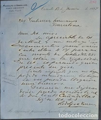 Cartas comerciais: Carta comercial. Rodolfo D&acute;Arbelles. Agente comisionista. Corinto. Grecia 1897