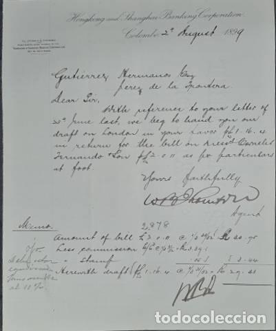 Cartas comerciais: Carta comercial. Hongkong and Shanghai BAnking Corporation. Batavia. Indonesia 1899