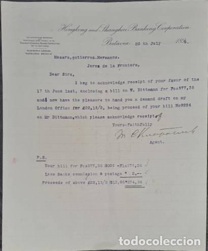 Lettres commerciales: Carta comercial. Hongkong and Shanghai BAnking Corporation. Batavia. Indonesia 1899