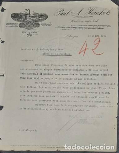 Lettres commerciales: Carta comercial. Paul A. Henckels. F&aacute;brica de art&iacute;culos de reclamo. Solingen. Alemania 1925
