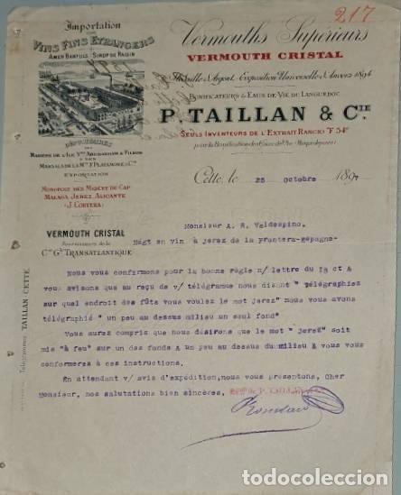 Lettres commerciales: Carta comercial. P. Taillan & C&iacute;a. Cette. Francia 1897