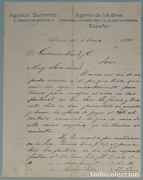 Lettres commerciales: Carta comercial. Agust&iacute;n Guti&eacute;rrez. Agente de los Sres, Rivero Hermanos y Guti&eacute;rrez Hnos. M&eacute;xico1884