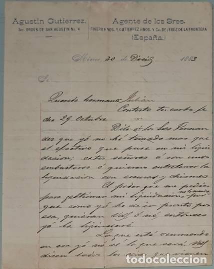 Lettres commerciales: Carta comercial. Agust&iacute;n Guti&eacute;rrez. Agente de los Sres, Rivero Hermanos y Guti&eacute;rrez Hnos. M&eacute;xico1883
