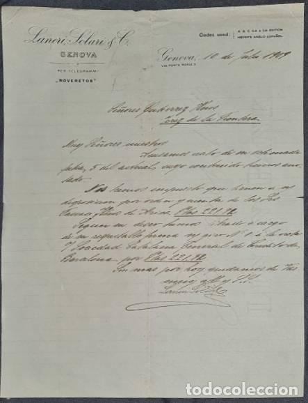 Lettres commerciales: Carta comercial. Laneri Solari & C. G&eacute;nova. Italia 1909