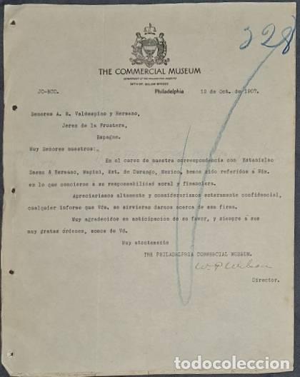Lettres commerciales: Carta comercial. The Commercial Museum. Philadelphia. EE.UU. 1907