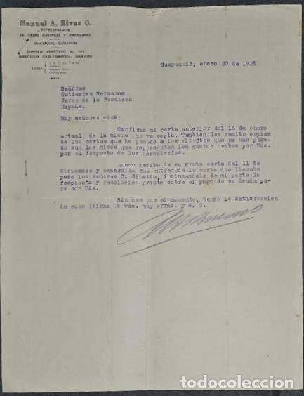 Lettres commerciales: Carta comercial. Manuel A. Rivas O. Representante de casas Europeas y Americanas. Guayaquil 1926