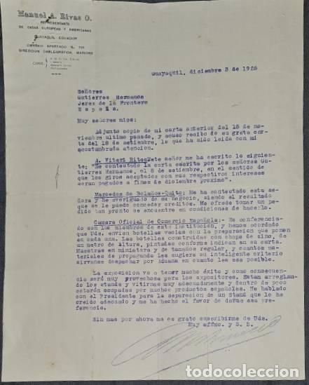 Cartas comerciais: Carta comercial. Manuel A. Rivas O. Representante de casas Europeas y Americanas. Guayaquil 1925