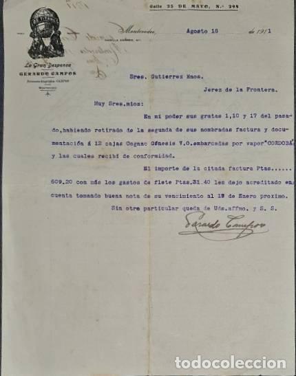 Cartas comerciais: Carta comercial. Gerardo Campos. La Gran Despensa. Montevideo. Uruguay 1911