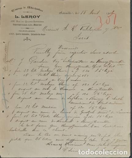 Cartas comerciais: Carta comercial. L. Leroy. Courtge de Marchandises. Sotteville. Francia 1902