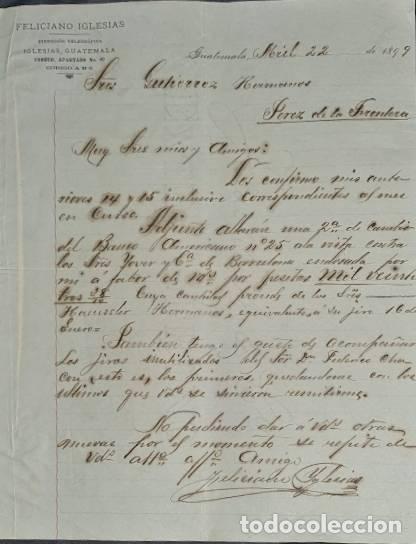 Commercial Letters: Carta comercial. Feliciano Iglesias. Guatemala 1899