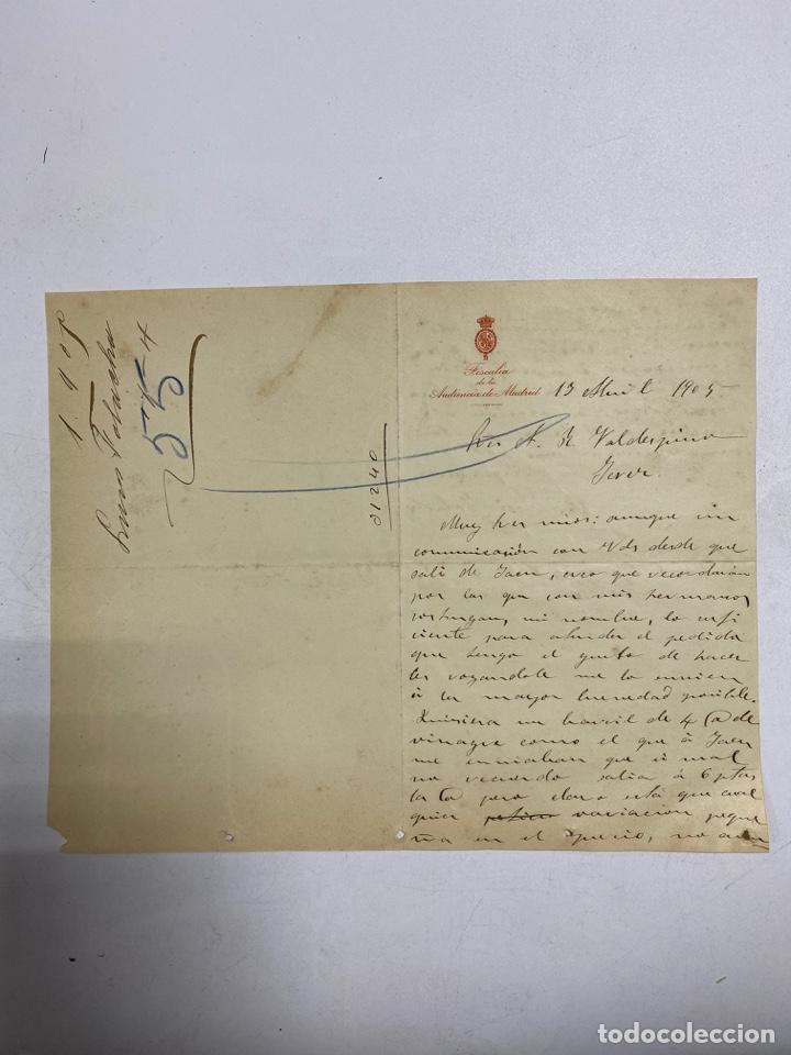 Cartas comerciais: CARTA COMERCIAL. FISCAL&Iacute;A DE LA AUDIENCIA DE MADRID. 1905. DIRIGIDA A.R. VALDESPINO, JEREZ.