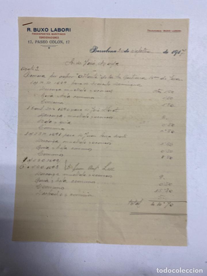 Cartas comerciales: CARTA COMERCIAL. R. BUXO LABORI. BARCELONA, 1917. 2 PAGINAS.