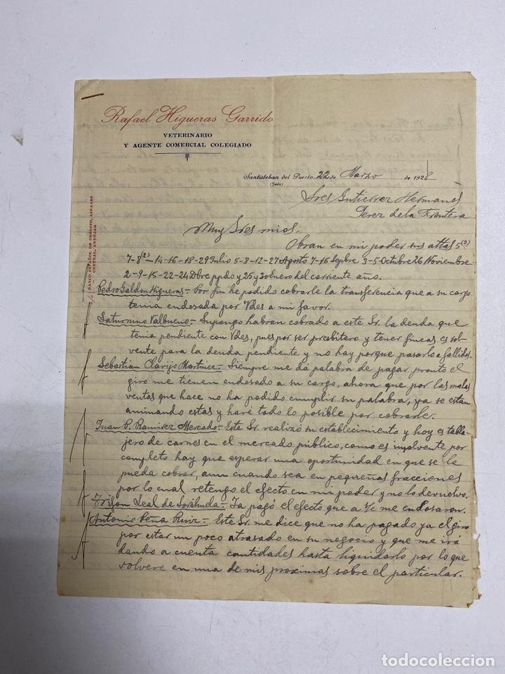 Cartas comerciais: CARTA COMERCIALES. RAFAEL HIGUERAS GARRIDO. SANTISTEBAN DEL PUERTO - JA&Eacute;N, 1928. VER