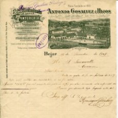 Cartas comerciales: BEJAR-FÁBRICA DE LANAS Y TINTORERIA-REMIGIO GONSALVEZ- AÑO 1907- MUY RARA