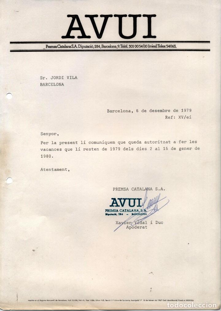 Cartas comerciais: carta diario avui (barcelona) 1979