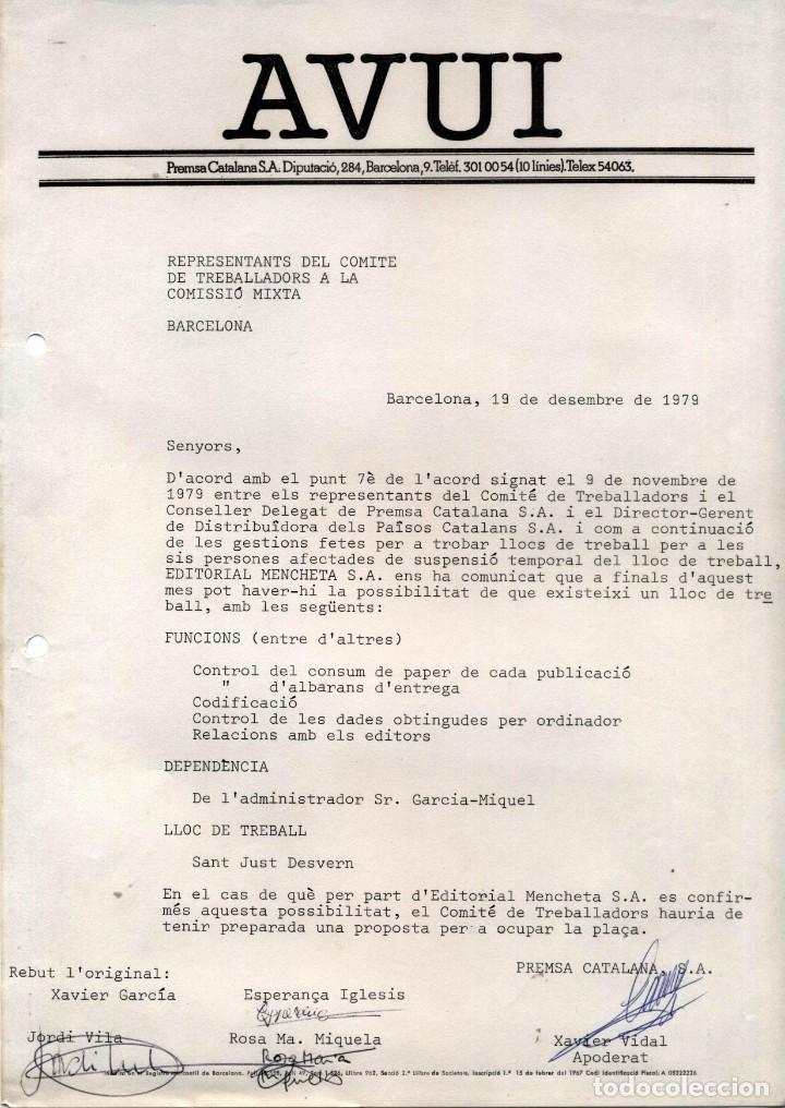 Cartas comerciais: carta diario avui (barcelona) 1979
