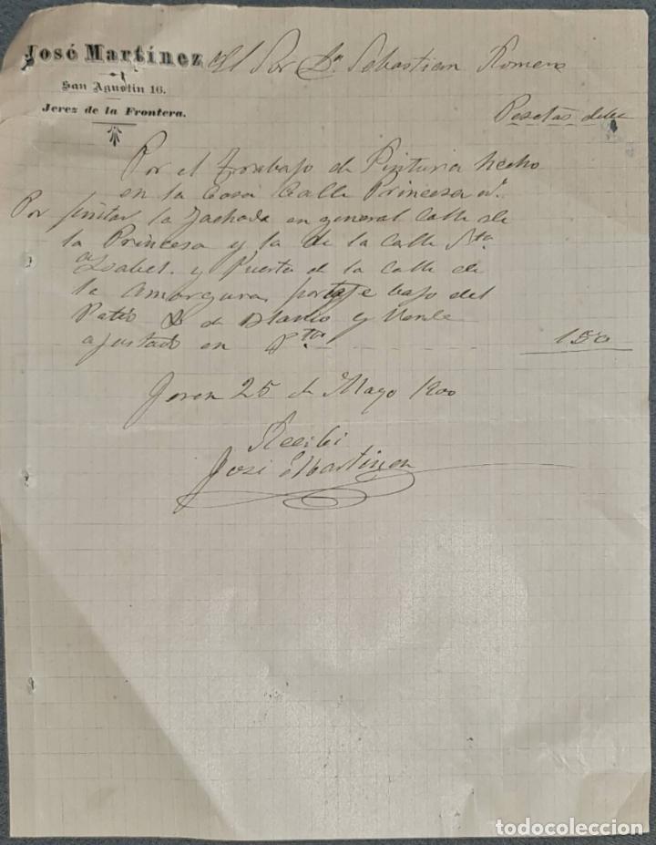 Cartas comerciais: Carta comercial. Jos&eacute; Mart&iacute;nez. Jerez. Espa&ntilde;a 1900