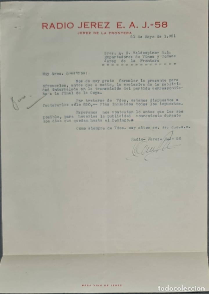 Lettres commerciales: Carta comercial. Radio Jerez E.A. J.-58. Jerez. Espa&ntilde;a 1951