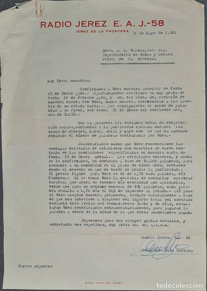 Lettres commerciales: Carta comercial. Radio Jerez E.A. J.-58. Jerez. Espa&ntilde;a 1951
